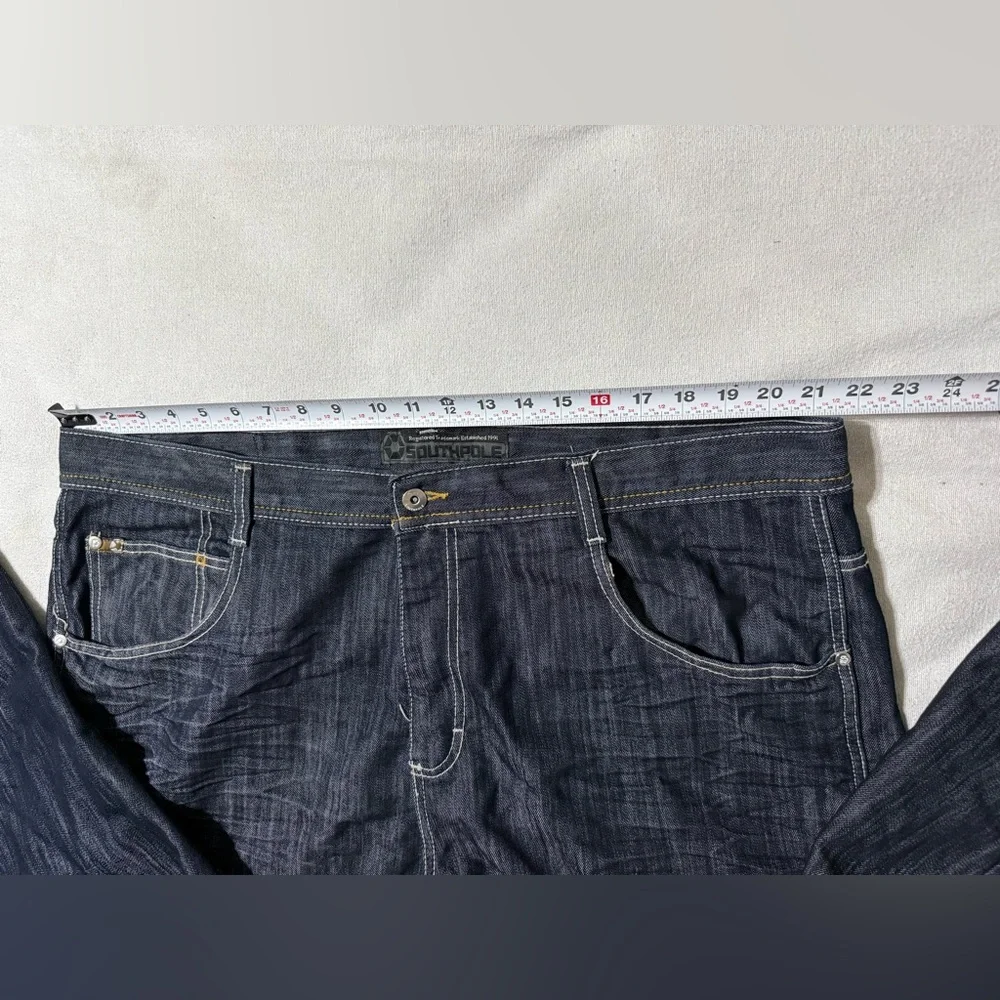 Y2K South Pole Jeans Mens 43x32 Blue‎ Dark Wash Denim Baggy Fit Gold Tab